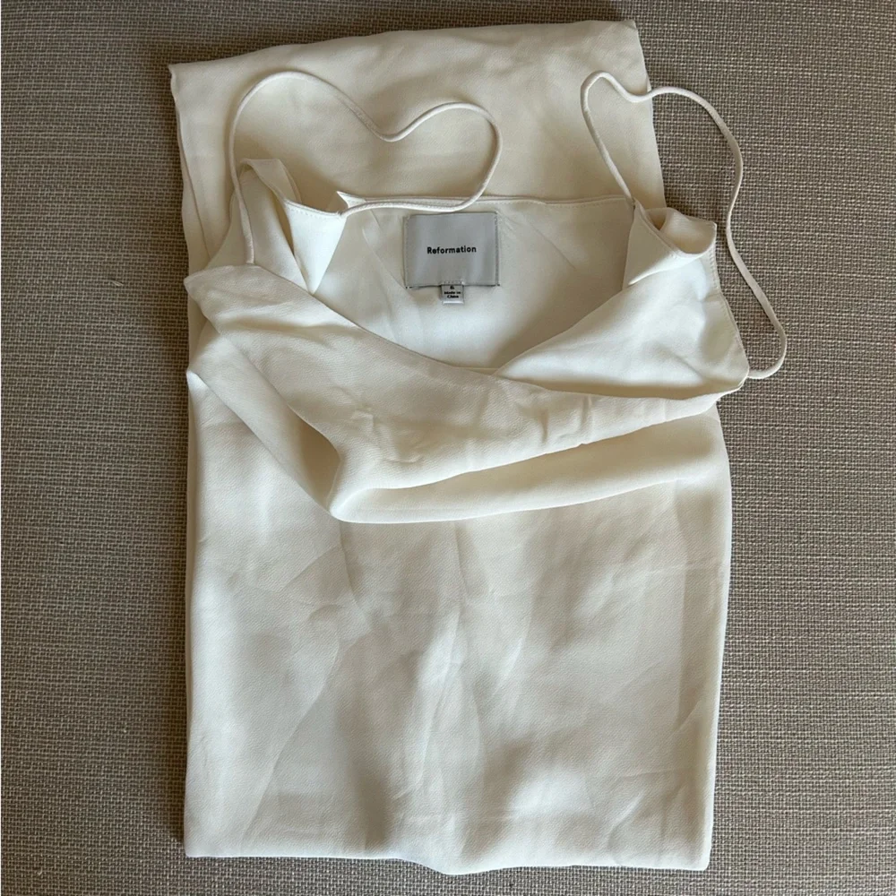 BEST Reformation Suki Midi Dress - Fior Di Latte Cream Wedding Party Cocktail - Picture 7 of 10